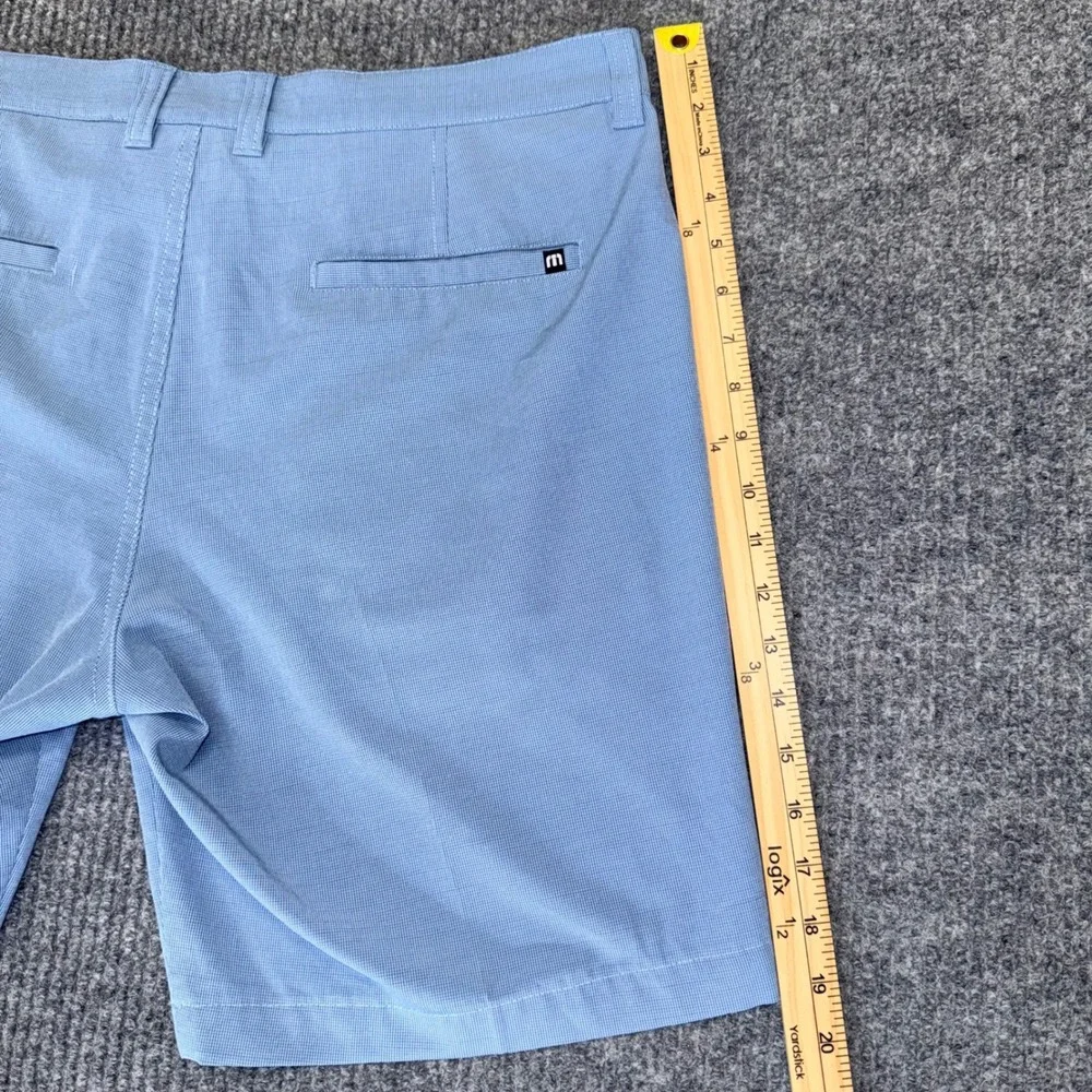 TravisMathew Mens Golf Shorts Blue Micro Check Stretch Performance Size 36 - Picture 7 of 10